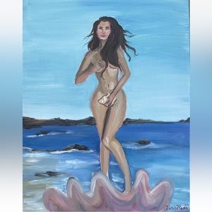 NEW NUDE FEMALE FIGURE SEA GODDESS 14 X 11 Inch Oil On Panel Impressionism